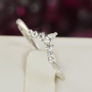 Stunning Moissanite  Silver Women's Ring Enhancer